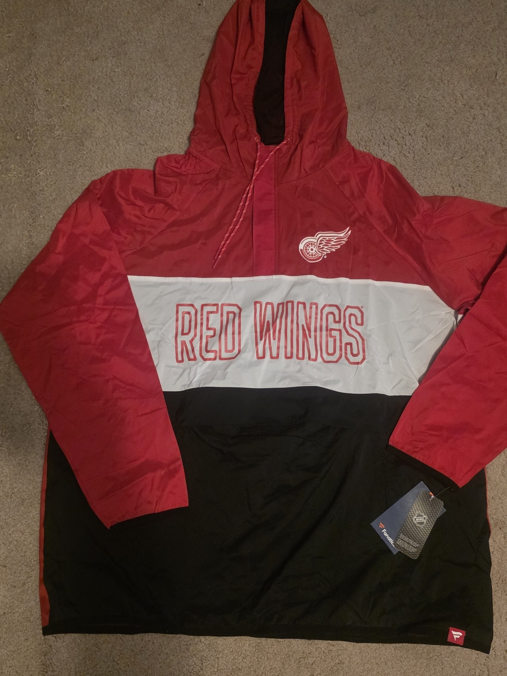 Fanatics Red/White/Black Detroit Red Wings Windbreaker Hoodie